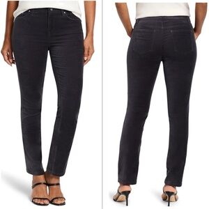 NIC+ZOE Women's 28" Soft Velvet Straight Leg Ankle Pants Charcoal Gray NEW